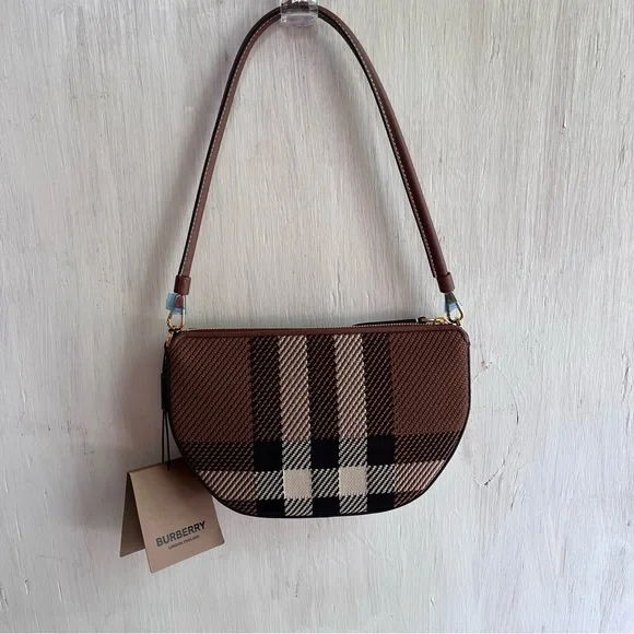 🔴SOLD🔴 BURBERRY Olympia Check Jacquard Pouch-Birch Brown - Picture 4 of 15